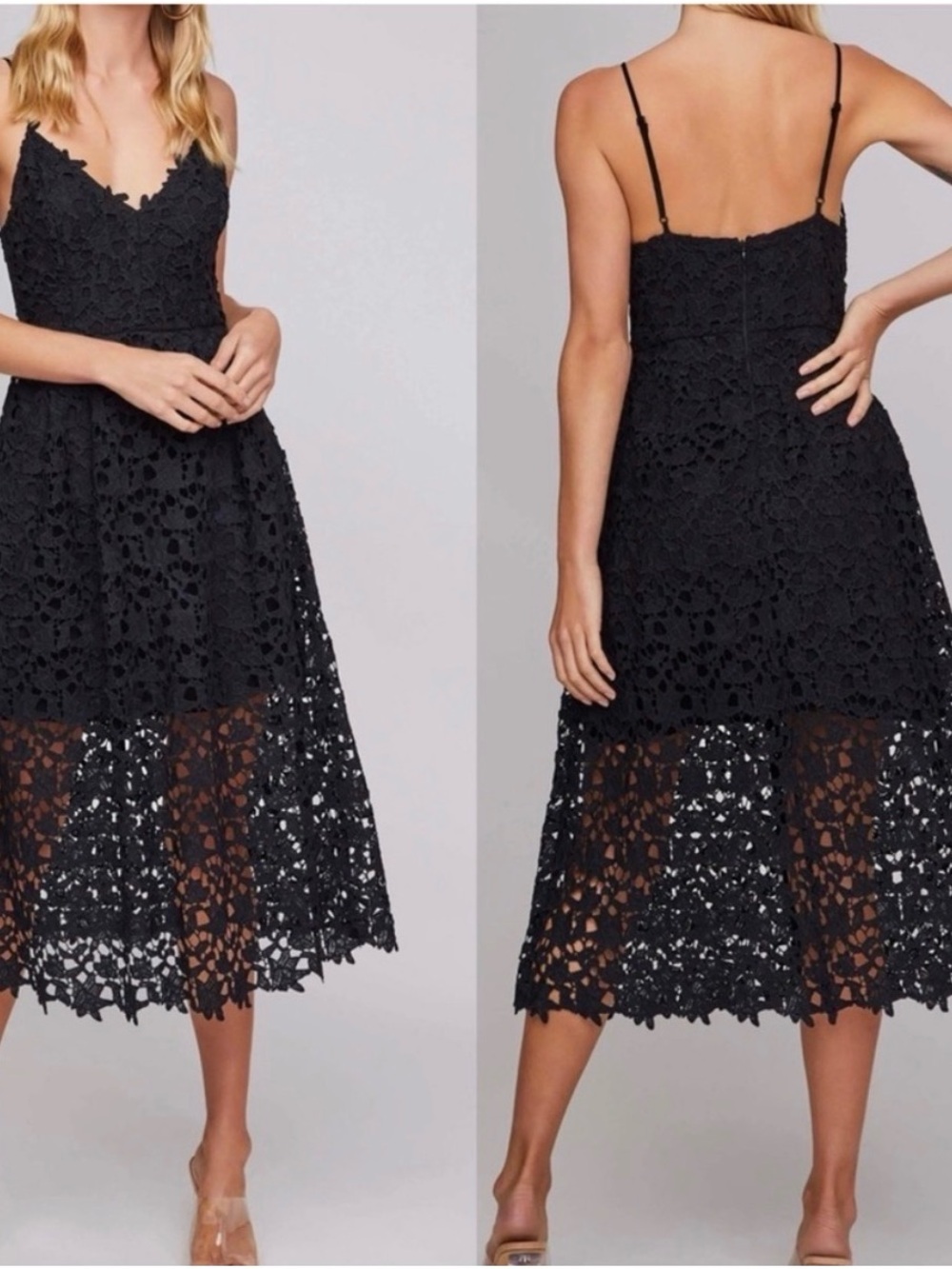 ASTR the Label Black Lace Spaghetti-Strap Midi Dress (size M)